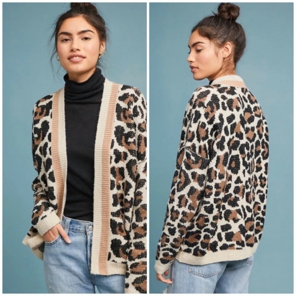 Anthropologie Line and Dot Luella Leopard Cardigan - Picture 1 of 9